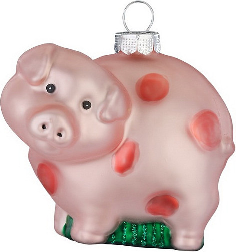 Елочная игрушка Inge's Christmas Figural Glass Ornaments Свинья / 64900H120 - фото