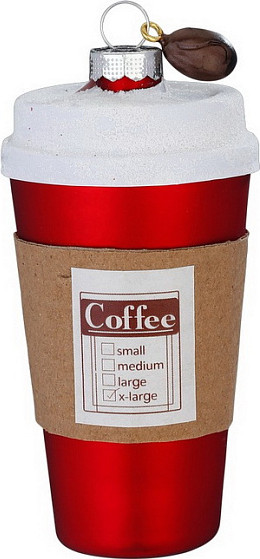 Елочная игрушка Inge's Christmas Figural Glass Ornaments Стакан кофе to Go / 65042H120 - фото