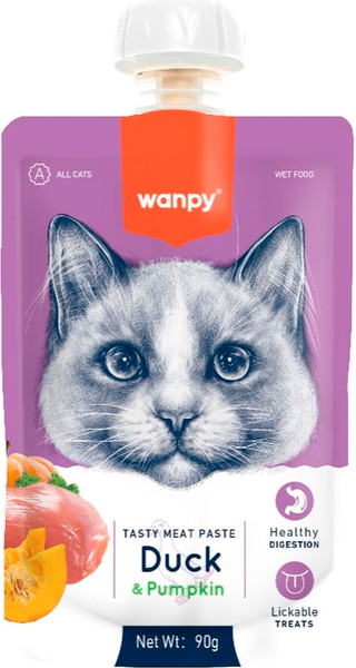 Лакомство для кошек Wanpy Cat Мясное пюре из утки - фото