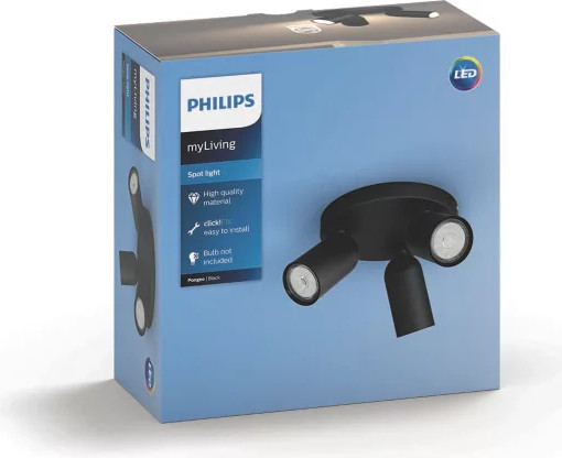 Люстра Philips Pongee Plate/Spiral Black 3xNW 230V / 915005531301