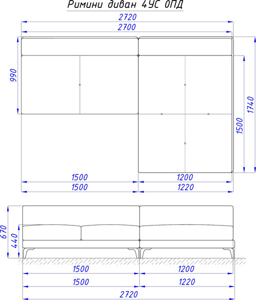 Диван угловой Mio Tesoro Римини Ри-4УСнр-0ПД JH3565-17 - фото