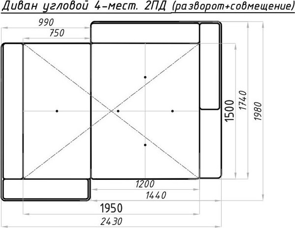 Диван угловой Домовой Римини Ри-4УСнр 