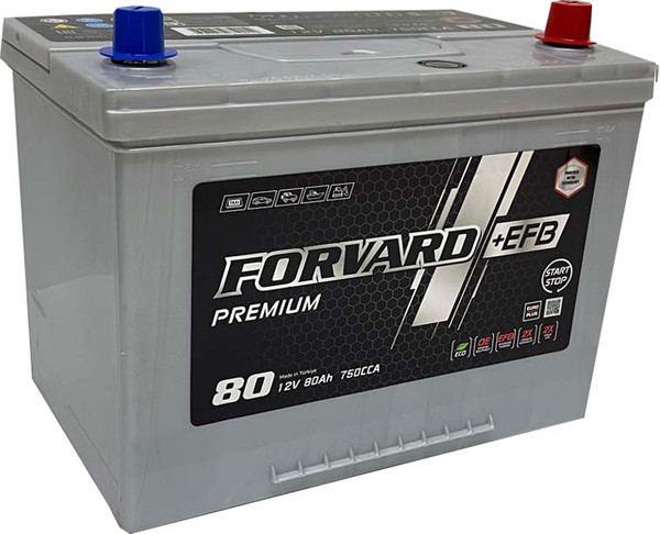 Автомобильный аккумулятор FORVARD EFB Premium Asia750A D26 борт 12V80 / FEAD26.80.750.SMF - фото