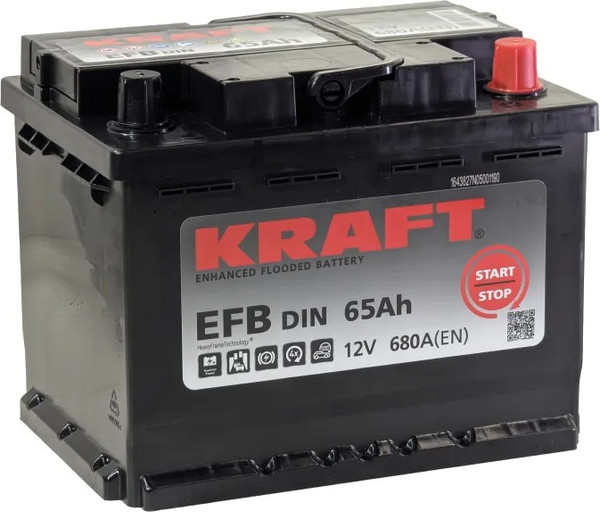 Автомобильный аккумулятор KrafT EFB R+ 680A / EFB-L2. - фото