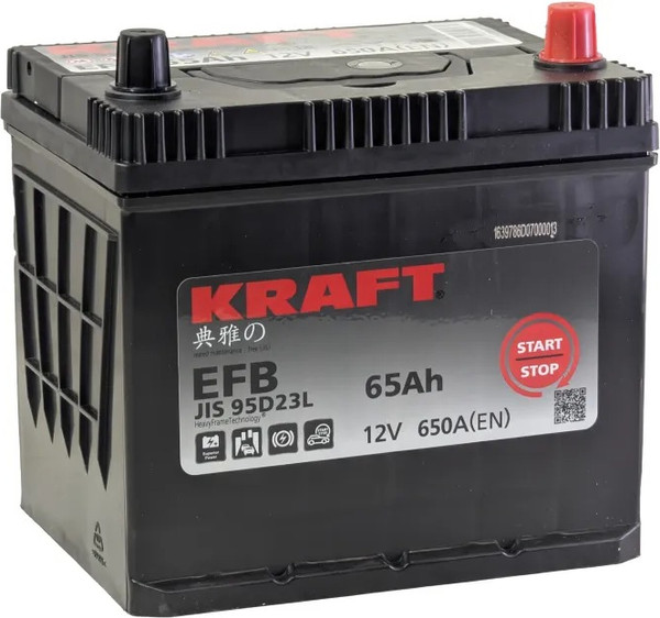 Автомобильный аккумулятор KrafT EFB Asia JR 650A с бортом / EFB-D23 - фото