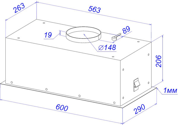 Вытяжка скрытая ZORG Amina 1060 60 S