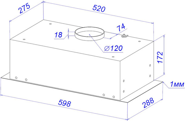 Вытяжка скрытая ZORG Basta 1030 60 M