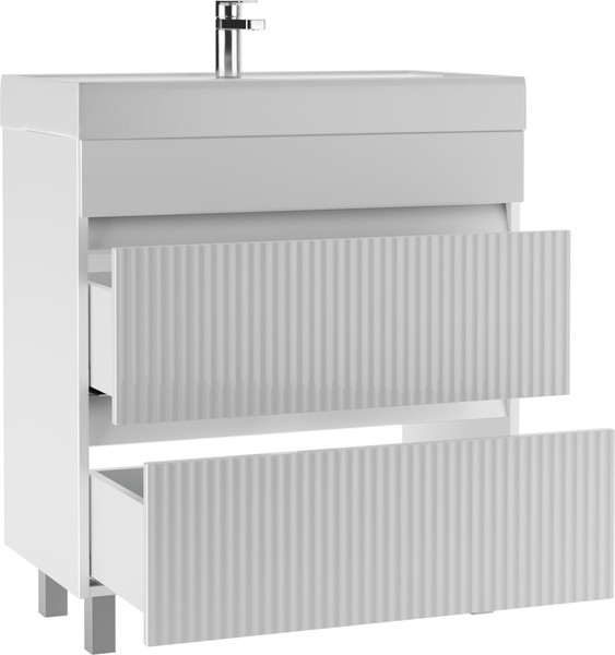 Тумба под умывальник Айсберг Фостер 80 Бриз с двумя ящиками В2