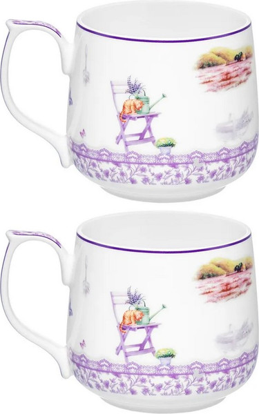 Набор кружек Elan Gallery Лаванда New Bone China / 420884