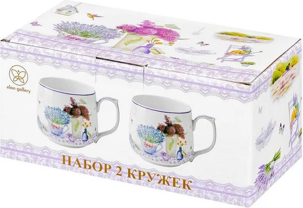 Набор кружек Elan Gallery Лаванда New Bone China / 420884
