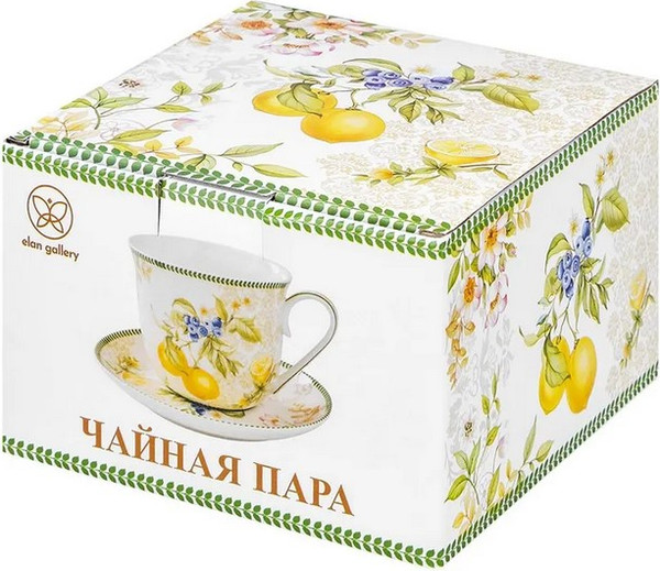 Чашка с блюдцем Elan Gallery Лимоны New Bone China / 420157