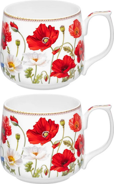 Набор кружек Elan Gallery Маки New Bone China / 420886 - фото