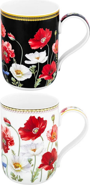Набор кружек Elan Gallery Маки + Маки на черном / 420889 - фото