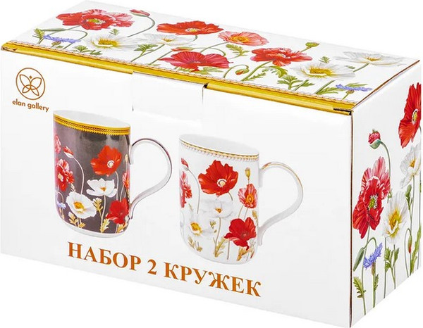 Набор кружек Elan Gallery Маки + Маки на черном / 420889