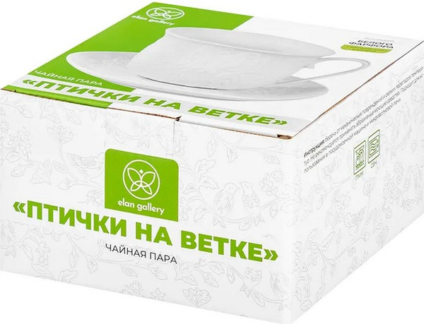 Чашка с блюдцем Elan Gallery Птички на ветке / 950448