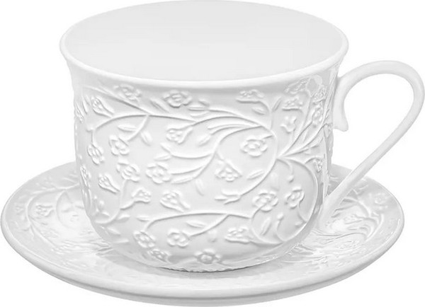Чашка с блюдцем Elan Gallery Веточки-цветочки / 950445
