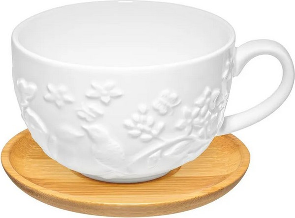 Чашка с блюдцем Elan Gallery Птички на ветке / 540990 - фото