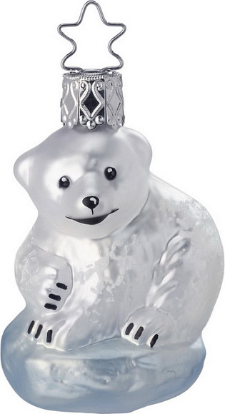 Елочная игрушка Inge's Christmas Animals around the World Белый медвежонок / 10021S015 - фото