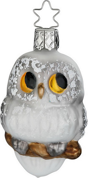Елочная игрушка Inge's Christmas In the Woods Белый филин (птица) / 10006S025 - фото
