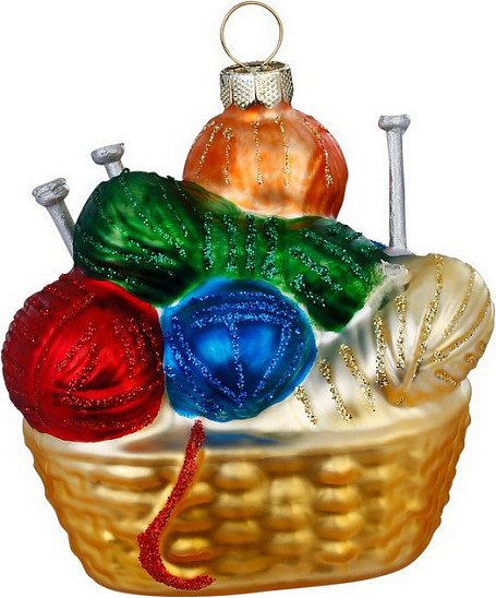 Елочная игрушка Inge's Christmas Figural Glass Ornaments Корзинка с нитками / 65054H120 - фото
