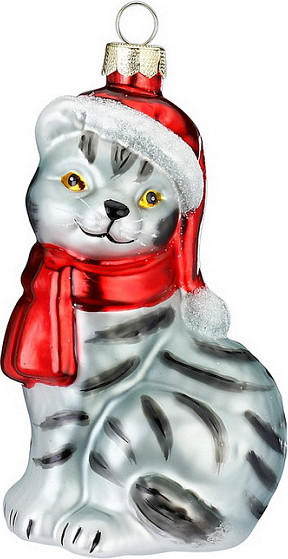Елочная игрушка Inge's Christmas Figural Glass Ornaments Кот / 64786H120 - фото