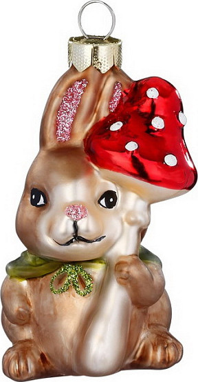 Елочная игрушка Inge's Christmas Magic Forest Кролик с грибом / 64977H120 - фото