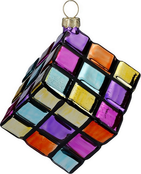 Елочная игрушка Inge's Christmas Figural Glass Ornaments Кубик Рубика / 65053H120 - фото