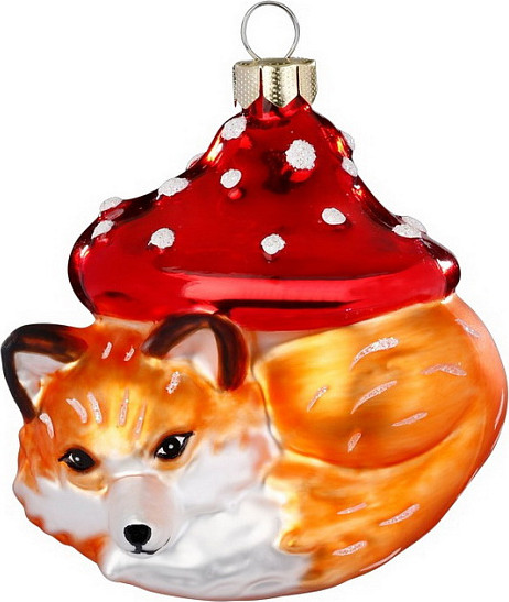 Елочная игрушка Inge's Christmas Magic Forest Лиса с грибом / 64973H120 - фото