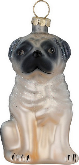 Елочная игрушка Inge's Christmas Figural Glass Ornaments Мопс / 64904H120 - фото