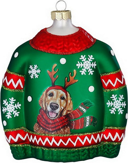 Елочная игрушка Inge's Christmas Figural Glass Orn. Новогодний свитер с собакой / 65028H120_2 - фото