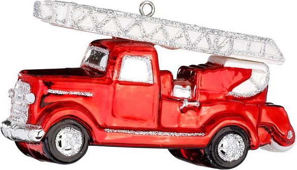 Елочная игрушка Inge's Christmas Figural Glass Ornaments Пожарная машина / 64745H600 - фото
