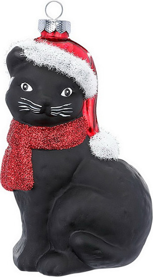 Елочная игрушка Inge's Christmas Figural Glass Ornaments Черный кот / 64662H120 - фото