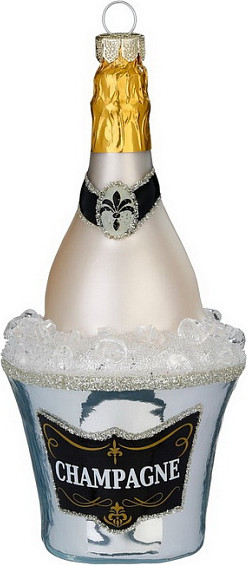 Елочная игрушка Inge's Christmas Figural Glass Ornaments Шампанское в кулере / 65011H120 - фото
