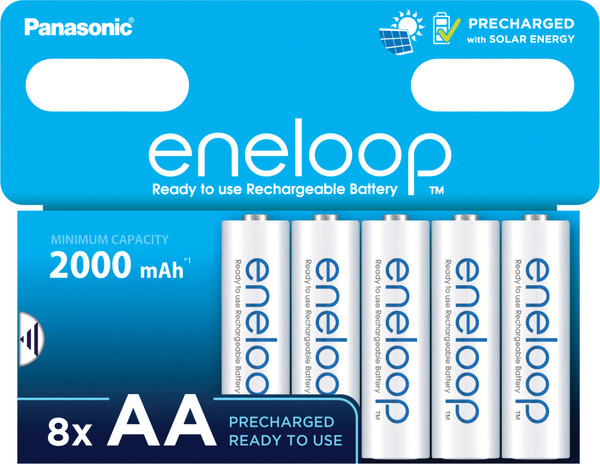 Комплект аккумуляторов Panasonic Eneloop AA 2000 / BK-3MCDE/8HH - фото