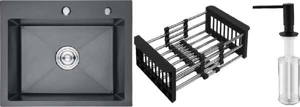 Мойка кухонная Schtoff Best Decor Black 6050 KR-1 Black SD-1 Black - фото