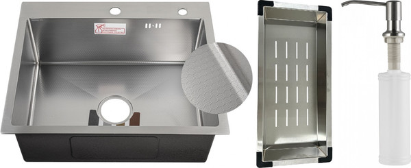 Мойка кухонная Schtoff Best Decor Silver 6050 K-1 Black SD-1 Silver - фото