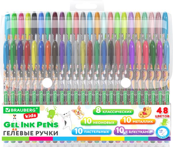 Набор гелевых ручек Brauberg Kids. Cute Animals / 144449 - фото
