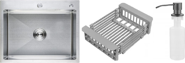 Мойка кухонная Schtoff Best Silver 6050 KR-1 Grey SD-1 Grey - фото