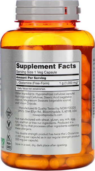 L-глютамин NOW 1000мг