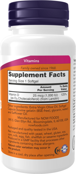 Витамин NOW D3 1000 МЕ