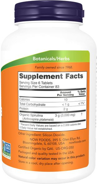 Пищевая добавка NOW Spirulina 500мг