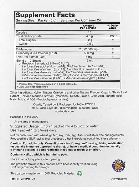 Пищевая добавка NOW Mannose Cranberry