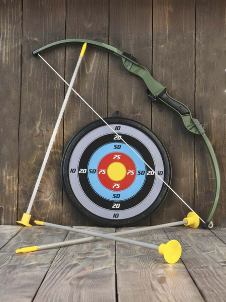 Лук игрушечный No Brand Меткий стрелок. С мишенью и стрелами на присосках / 103042 - фото