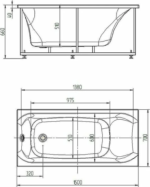 Ванна акриловая Aquatek Альфа 150 / ALF150-0000107
