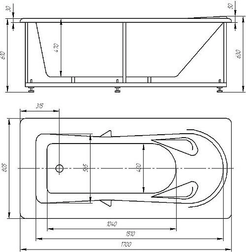 Ванна акриловая Aquatek Леда / LED170-0000143