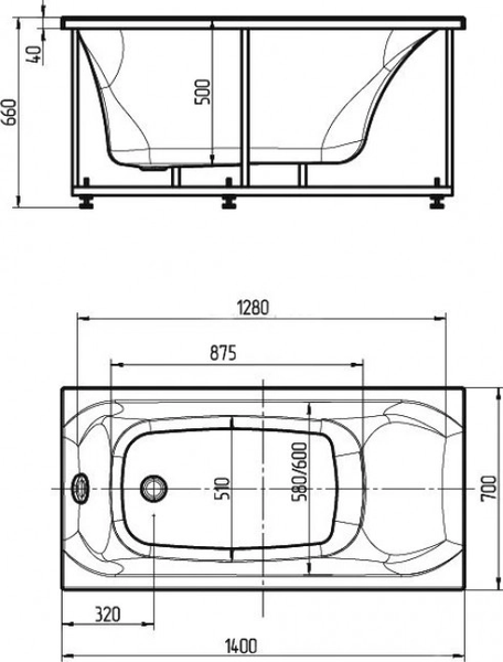 Ванна акриловая Aquatek Альфа 140 / ALF140-0000057
