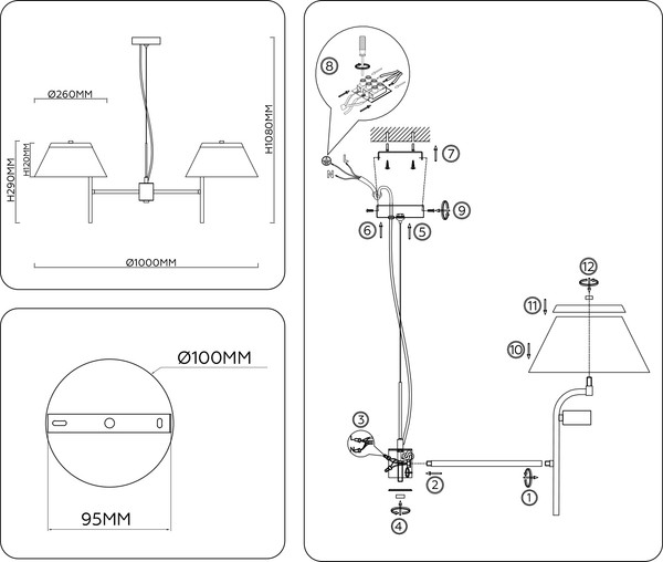 Люстра Ambrella LH72473/5 BS/WH