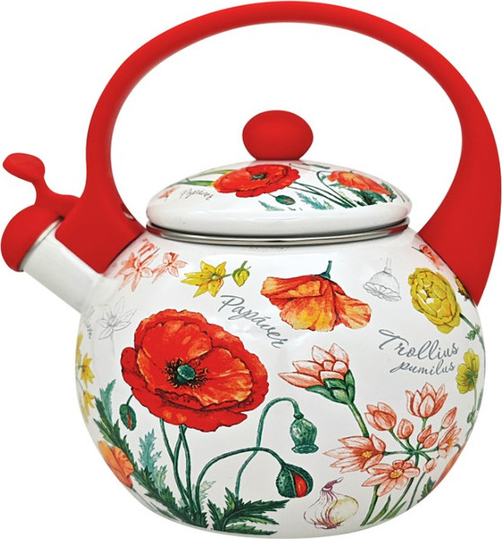 Чайник со свистком Appetite Алые цветы FT7-RF - фото