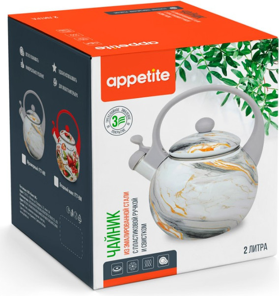 Чайник со свистком Appetite Мраморный FT7-MR