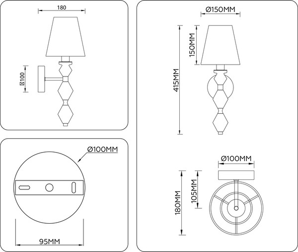 Бра Ambrella LH75409 GD/GR